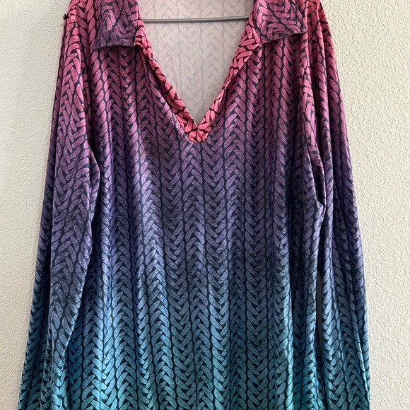 Gradient Long Sleeve Top - Pink, Purple, Blue - Picture 1 of 3